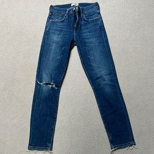 717:  AGOLDE BLUE STRETCH CROPPED JEANS SIZE 24